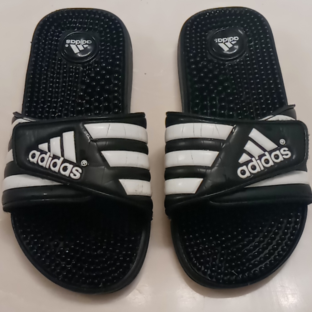 Adidas Black Slip-ons w/Velcro Adjustable Strap